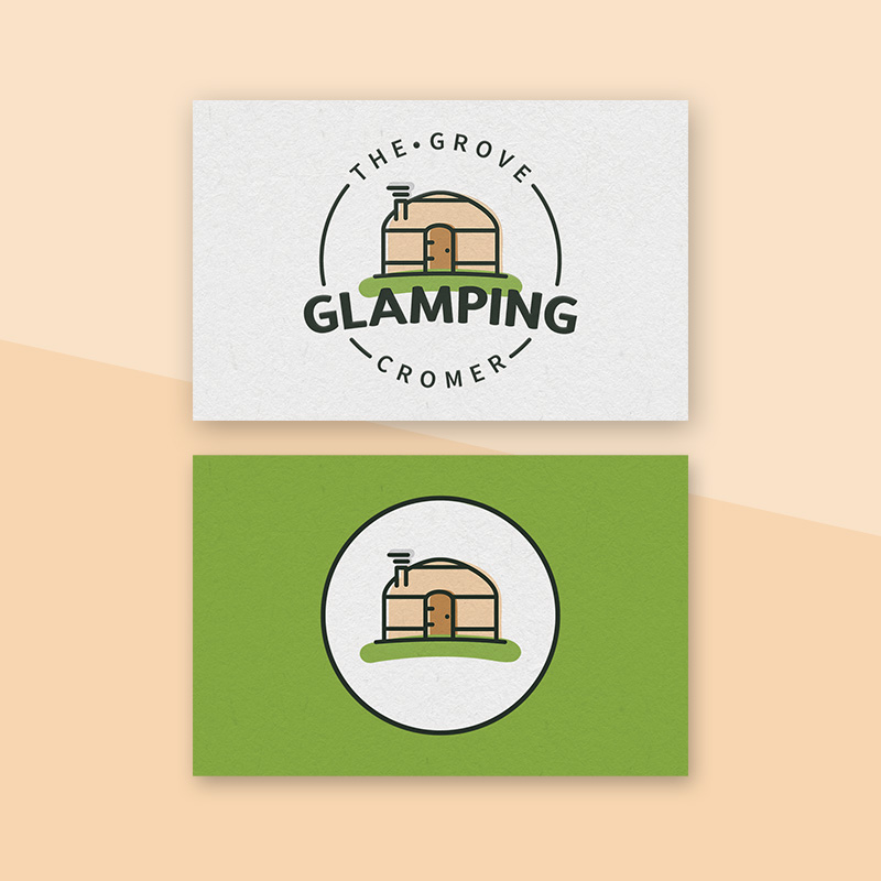 Logo of The Grove Glamping used on a business card